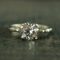 Large 8mm Solitaire Ring Scroll Setting Antique Style Ring Vintage Style Ring Queen Ring Cubic Zirconia Ring White Topaz Ring Silver