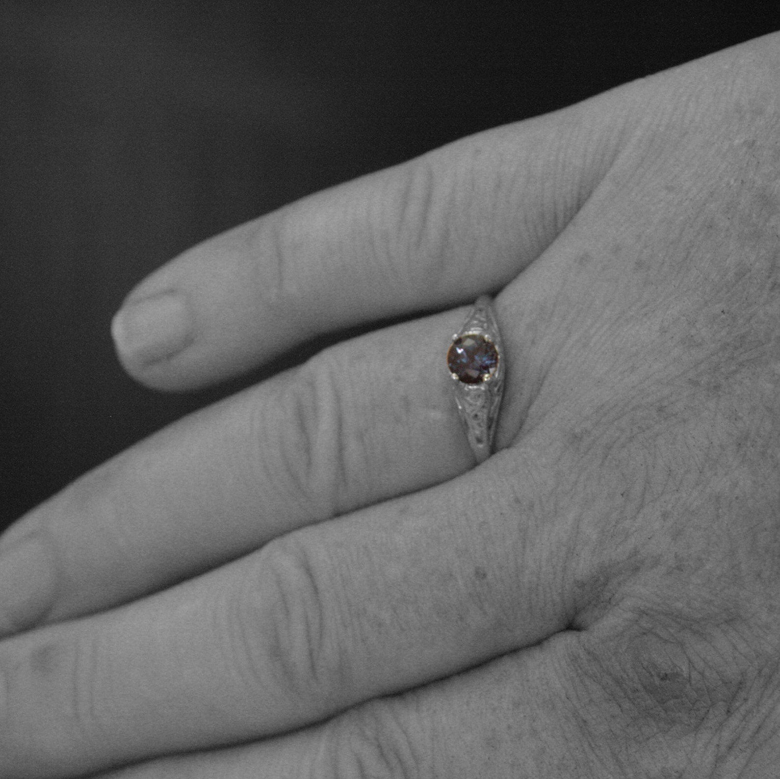 Alexandrite Ring Filigree Engagement Ring Antique Style Ring Vintage Style Ring June Birthstone Ring June Birthstone Jewelry Silver Filigree