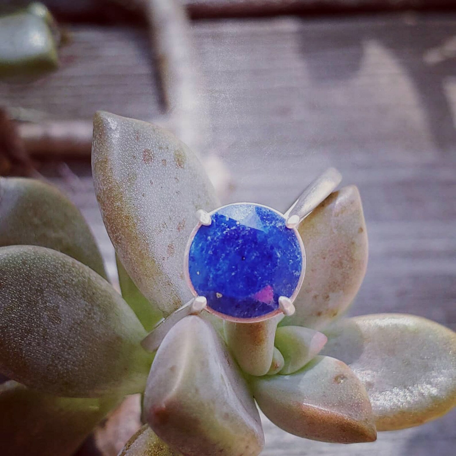 Faceted Lapis Lazuli Ring Silver Filigree Setting NSEW 7mm Lapis Ring Something Blue Bridal Jewelry Denim Blue Stone Elegant Ring