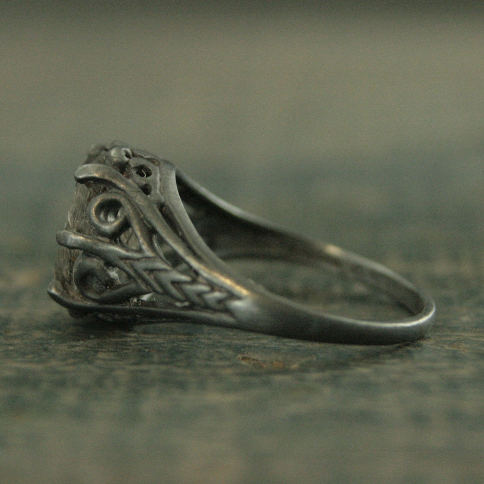 Black Tourmalinated Quartz Ring Black Rutilated Quartz 8x10 Oval Black Wicked Fairy Black Silver Gothic Ring Alternative Engagement Ring