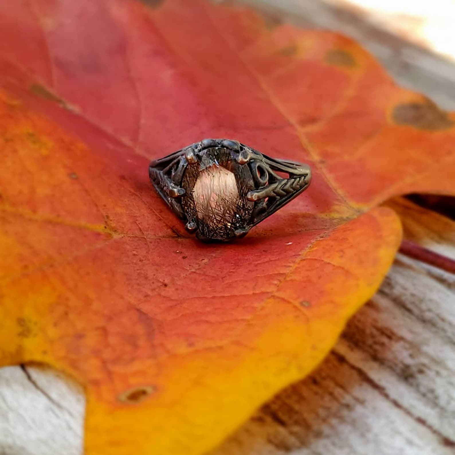 Black Tourmalinated Quartz Ring Black Rutilated Quartz 8x10 Oval Black Wicked Fairy Black Silver Gothic Ring Alternative Engagement Ring
