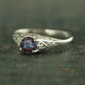 Alexandrite Ring Filigree Engagement Ring Antique Style Ring Vintage Style Ring June Birthstone Ring June Birthstone Jewelry Silver Filigree