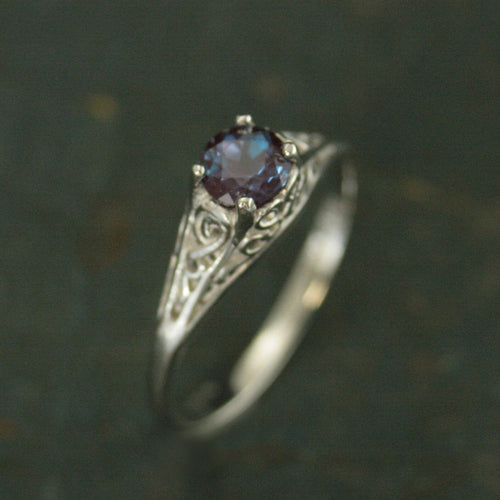 Alexandrite Ring Filigree Engagement Ring Antique Style Ring Vintage Style Ring June Birthstone Ring June Birthstone Jewelry Silver Filigree