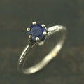 Lapis Engagement Ring Silver Ariel Ring Blue Stone Ring Denim Blue Stone Vintage Style Ring 6 Prong Setting Cathedral Solitaire Silver Ring