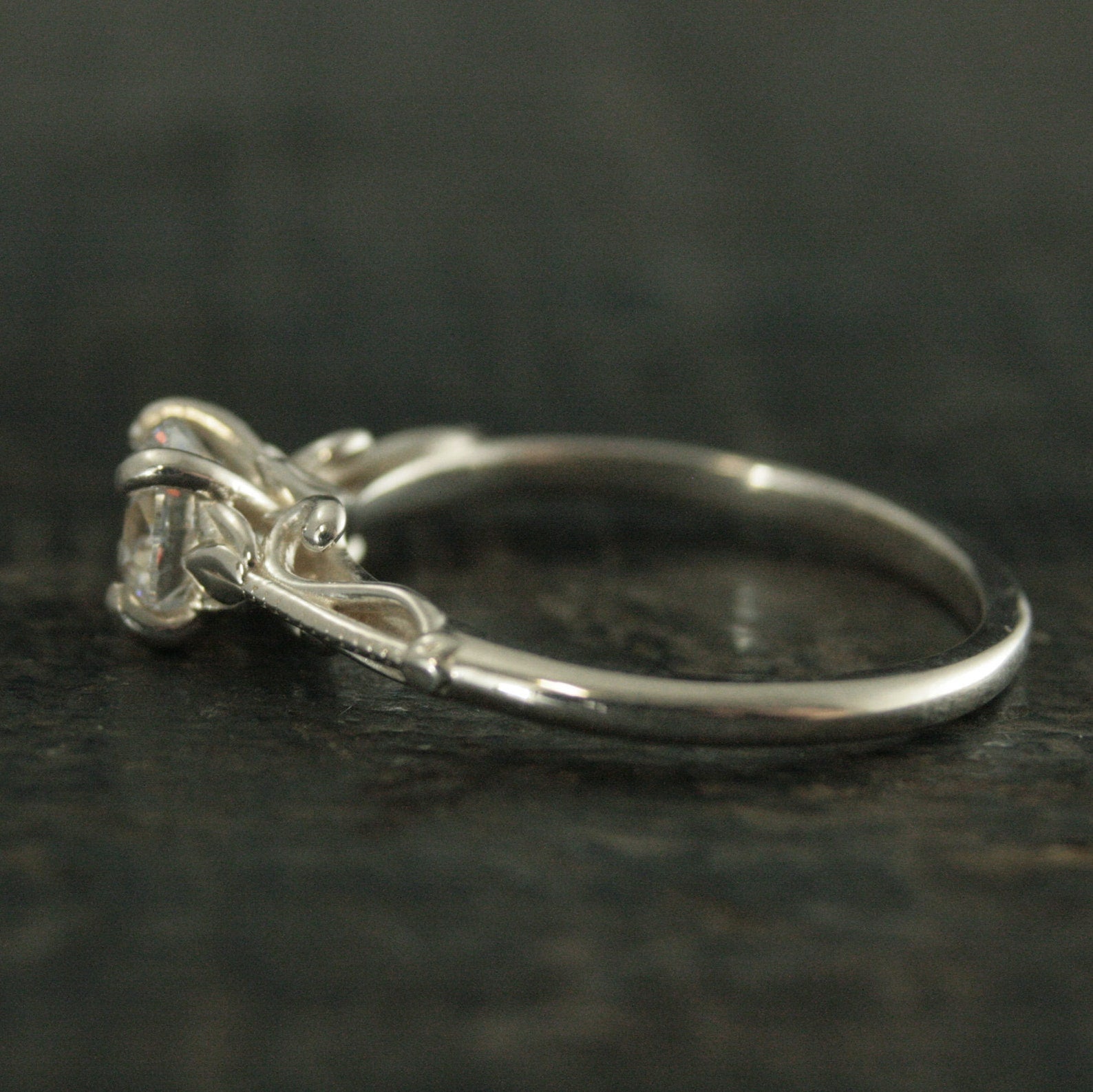 Silver Solitaire Engagement Ring Lindsey Tulip Design Art Deco Ring Art Nouveau Ring Vintage Style Solitaire Ring Sculptural Ring Lindsey