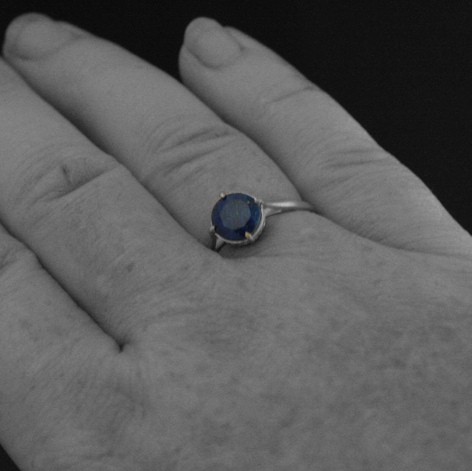 Faceted Lapis Lazuli Ring Silver Filigree Setting NSEW 7mm Lapis Ring Something Blue Bridal Jewelry Denim Blue Stone Elegant Ring
