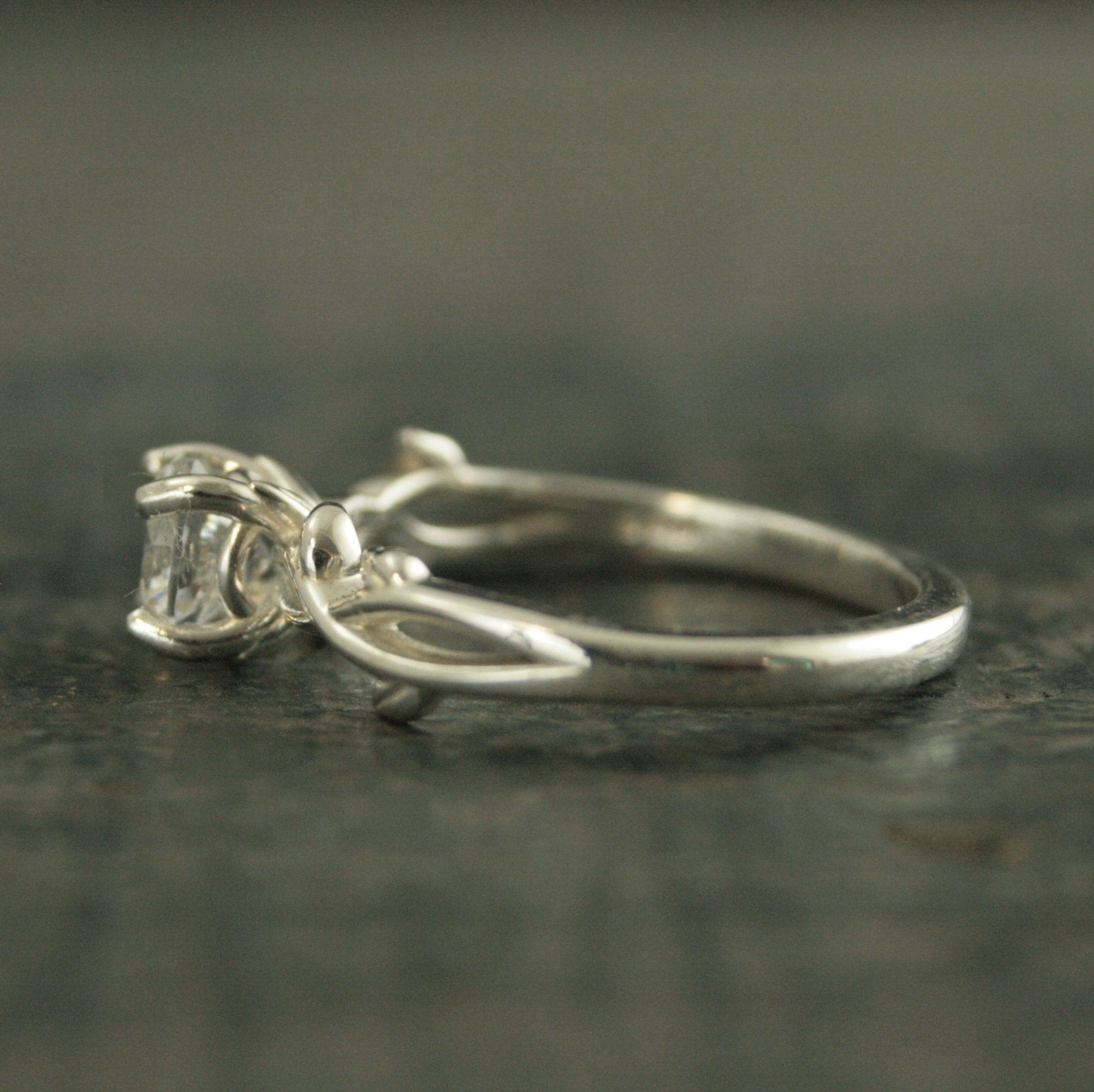 Vine Engagement Ring Castle Vine Ring Silver Engagement Ring Sculptural Solitaire Art Nouveau Ring Nature Ring Woodland Ring Elven Ring