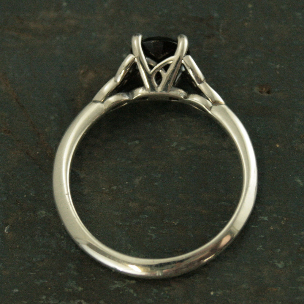 Celtic Ring Onyx Ring Trinity Knot Solitaire Irish Ring Black Stone Ring Celtic Cathedral Faux Black Diamond Ring Triquetra Solitaire Ring
