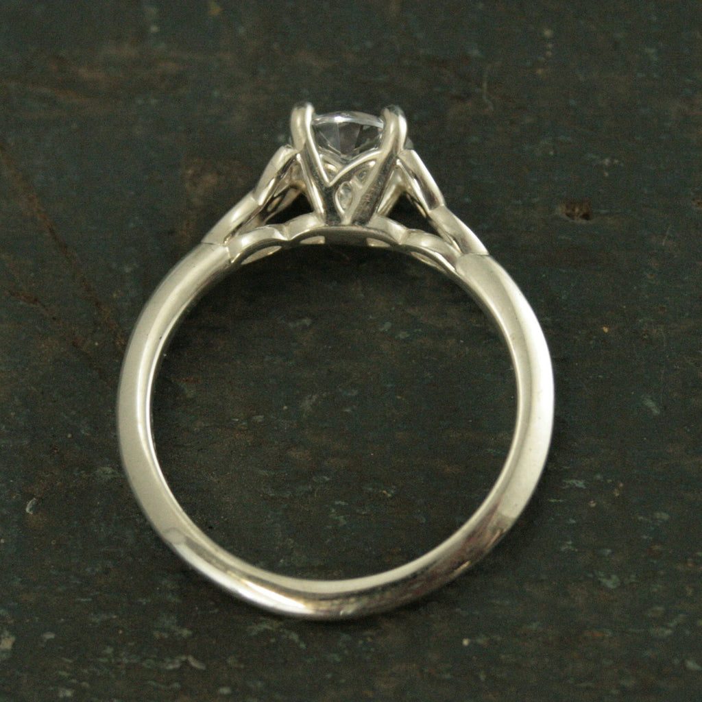 Celtic Cathedral Ring Silver Solitaire Celtic Engagement Ring Trinity Knot Ring Irish Ring Cubic Zirconia Triquetra Ring Moissanite Ring