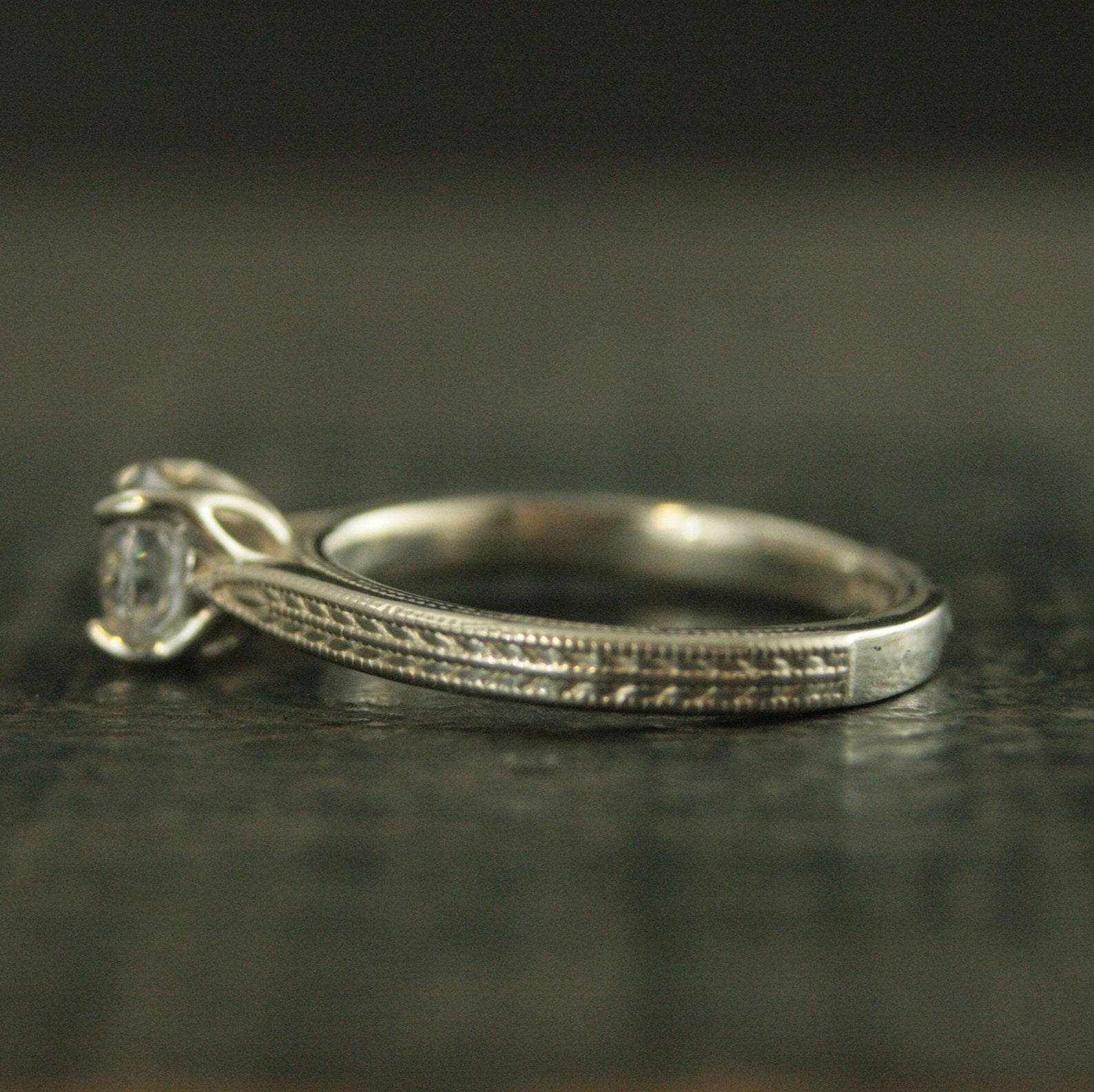 Wheat Solitaire Demeter Goddess of the Harvest Silver Engagement Ring Cathedral Solitaire Silver Moissanite Ring White Topaz Ring Milgraine