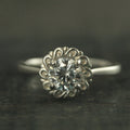 Sunburst Swirl Halo Engagement Ring Halo Solitaire Flourish Halo Ring Unique Engagement Ring Helios Silver Engagement Ring Cubic Zirconia