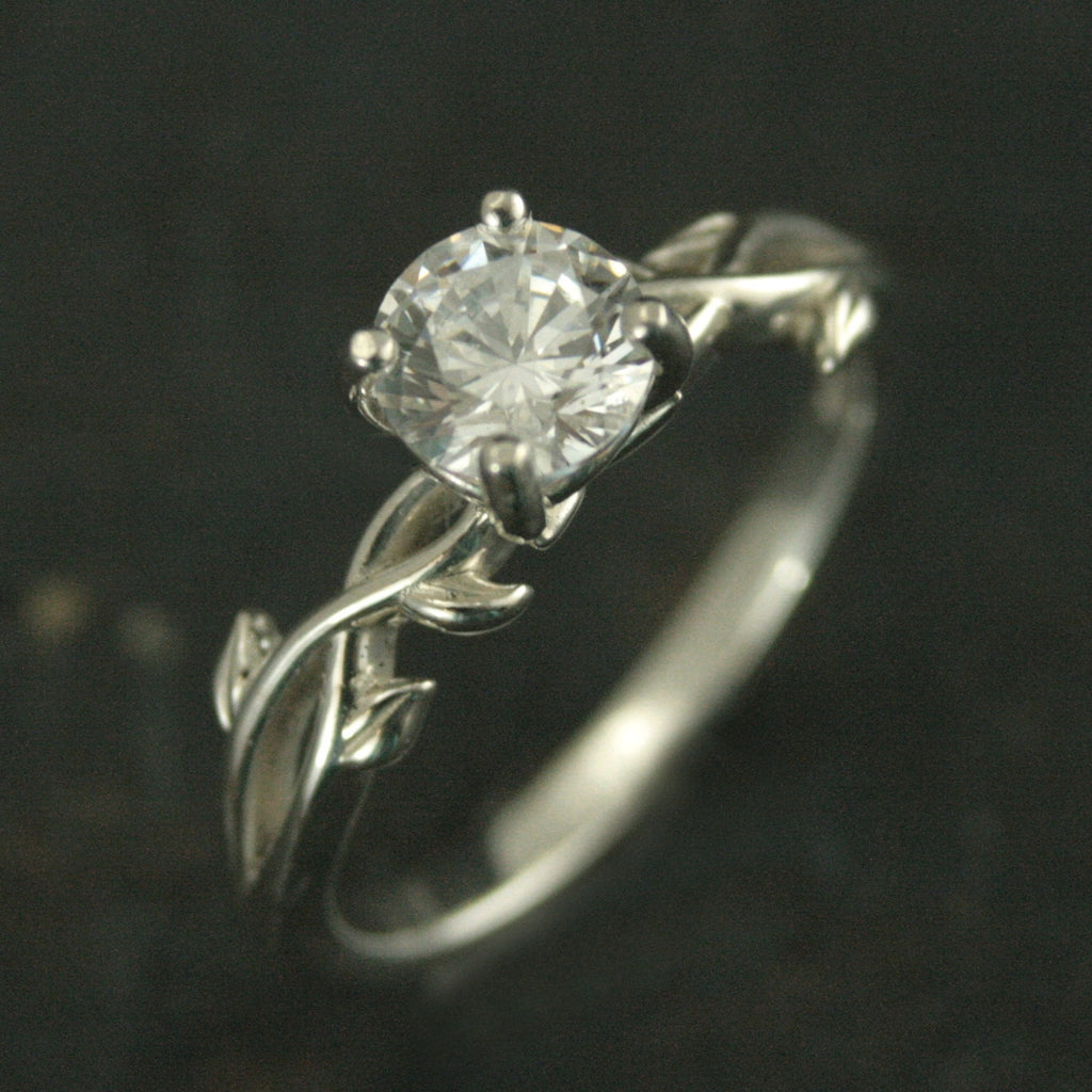 Vine Engagement Ring Castle Vine Ring Silver Engagement Ring Sculptural Solitaire Art Nouveau Ring Nature Ring Woodland Ring Elven Ring