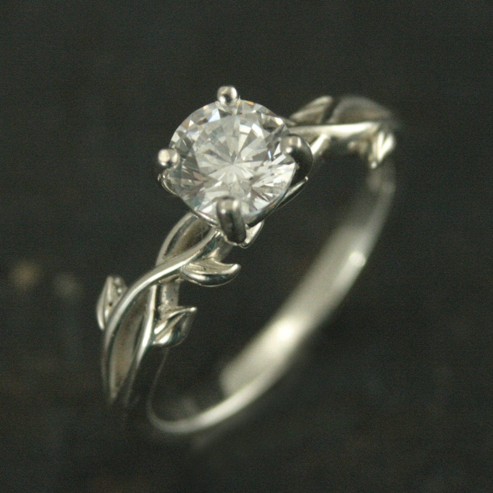 Vine Engagement Ring Castle Vine Ring Silver Engagement Ring Sculptural Solitaire Art Nouveau Ring Nature Ring Woodland Ring Elven Ring