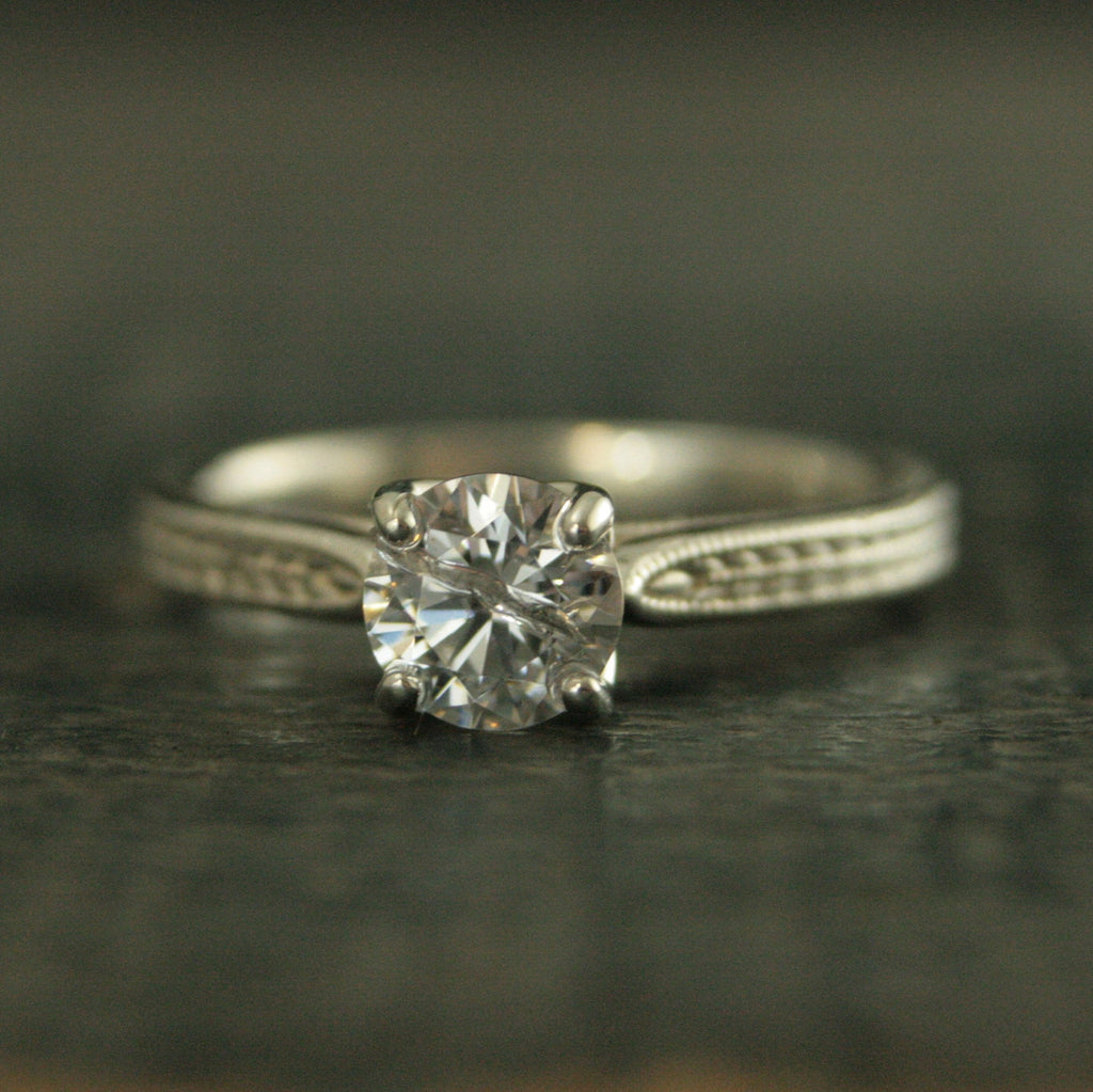 Wheat Solitaire Demeter Goddess of the Harvest Silver Engagement Ring Cathedral Solitaire Silver Moissanite Ring White Topaz Ring Milgraine