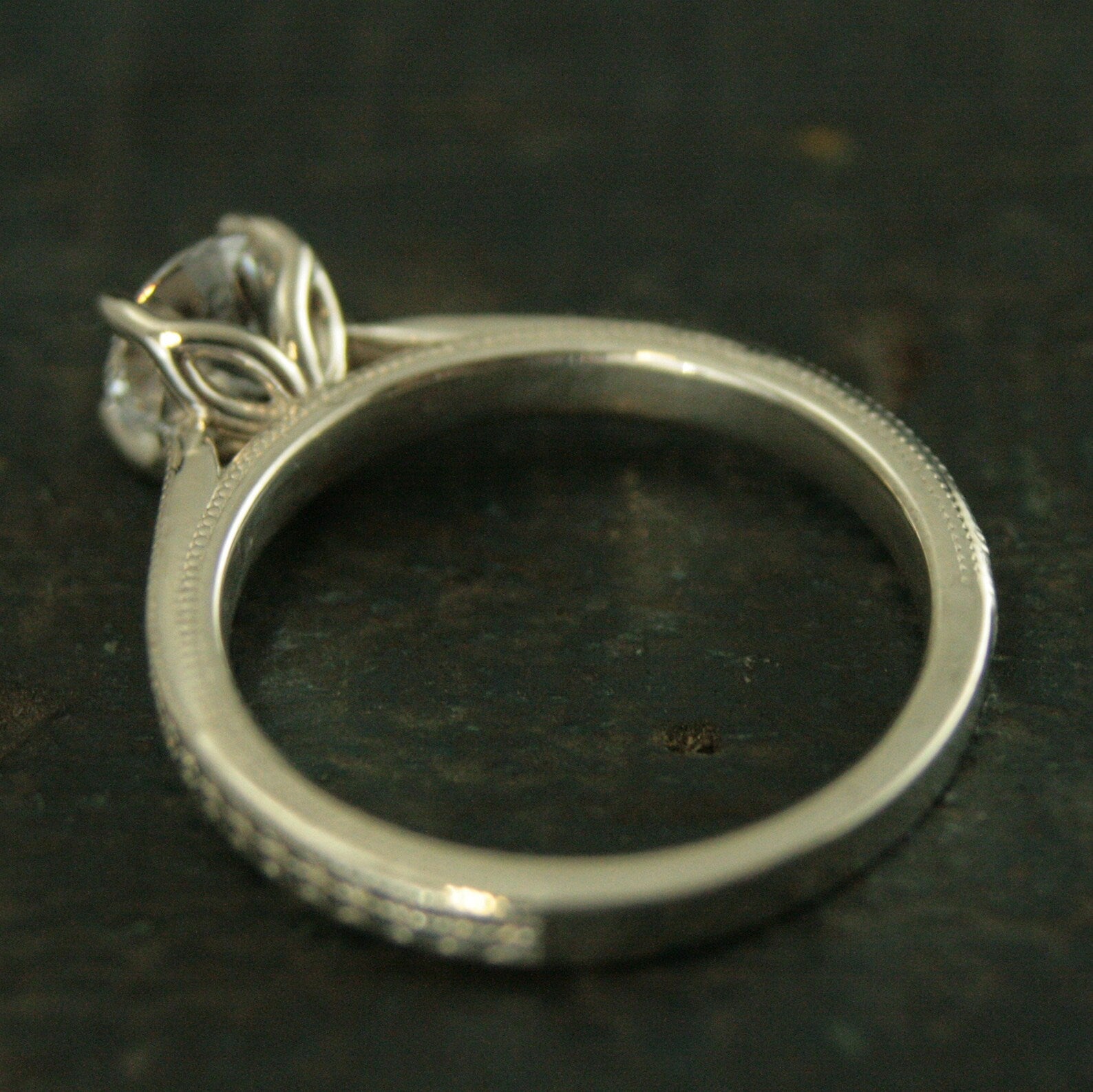 Wheat Solitaire Demeter Goddess of the Harvest Silver Engagement Ring Cathedral Solitaire Silver Moissanite Ring White Topaz Ring Milgraine