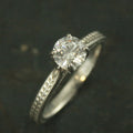 Wheat Solitaire Demeter Goddess of the Harvest Silver Engagement Ring Cathedral Solitaire Silver Moissanite Ring White Topaz Ring Milgraine