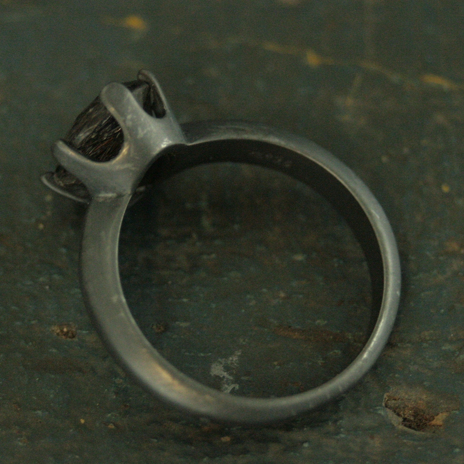 Oval Rutilated Quartz Black Ring Oval Black Tourmalinated Quartz Solitaire Six Prong Setting Crown Prongs Black Oxidized Silver Ring Unique