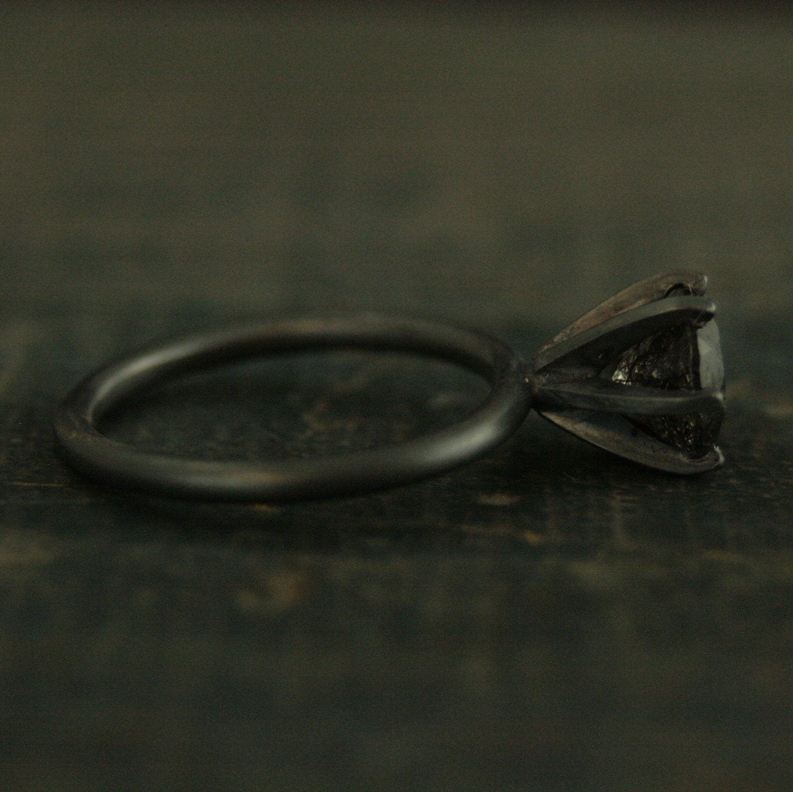 HUGE Rutilated Quartz Ring Handmade Solitaire Black Silver Ring 8mm Black Tourmalinated Quartz Ring 6 Prong Setting on 2mm Full Round Band