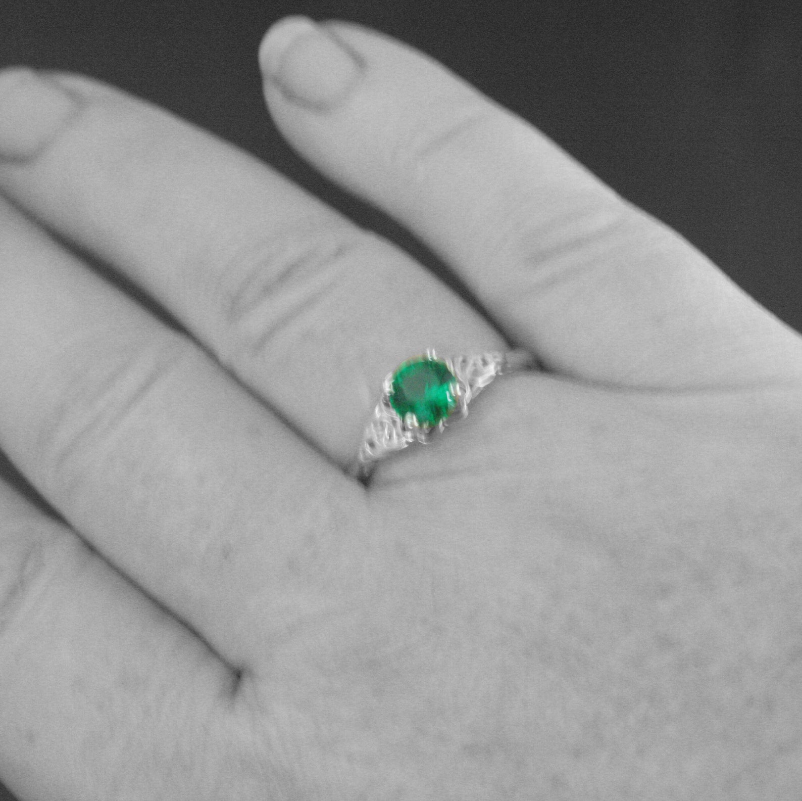 Green Celtic Ring Emerald Ring May Birthstone St. Patrick's Day Ring Trillion Ring Irish Engagement Ring Green Stone Ring Celtic Knot Ring