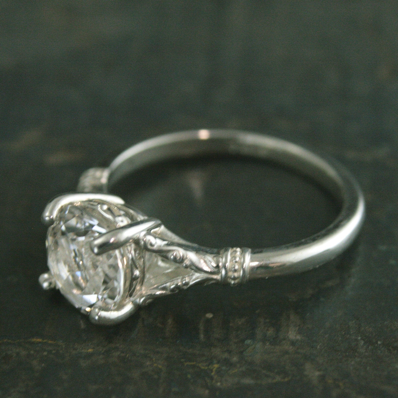 Elsa Ring Sterling Silver Split Shank Solitaire 8mm Stone Arendelle Design Frozen Ring Cocktail Ring Large Stone Solitaire Moissanite