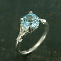 Sky Blue Topaz Ring Elsa Ring 8mm Blue Topaz Split Shank Solitaire Scroll Design Arendelle Inspired Ring March Birthstone Ring Gift for Her