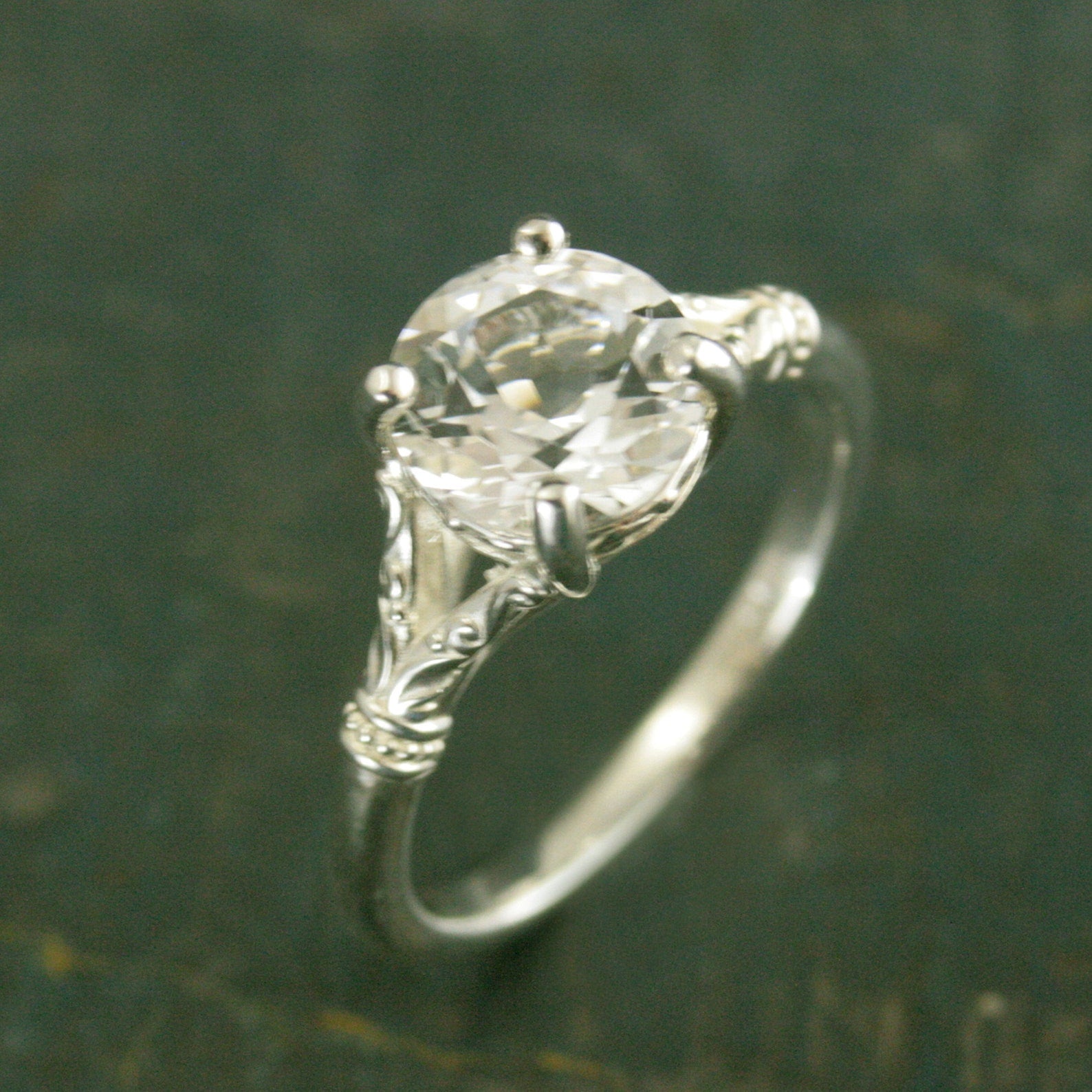 Elsa Ring Sterling Silver Split Shank Solitaire 8mm Stone Arendelle Design Frozen Ring Cocktail Ring Large Stone Solitaire Moissanite