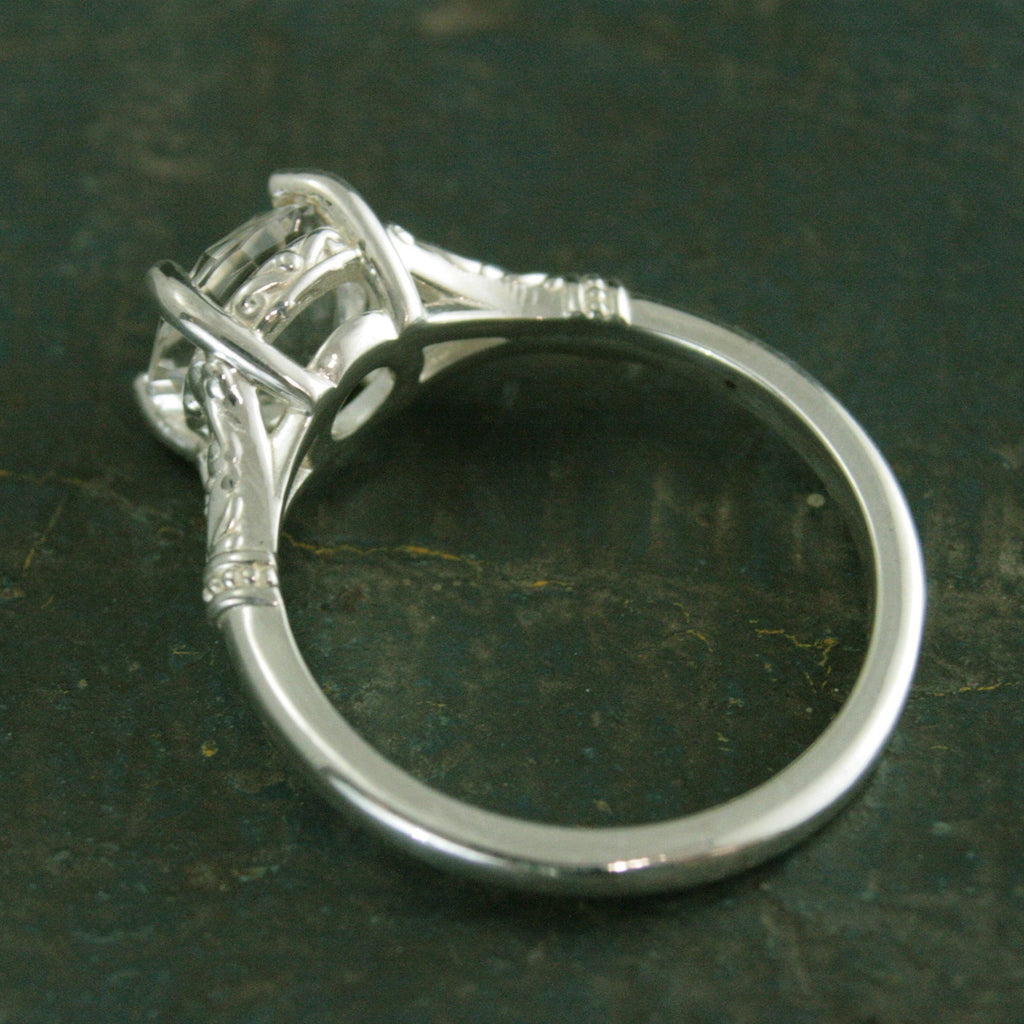 Elsa Ring Sterling Silver Split Shank Solitaire 8mm Stone Arendelle Design Frozen Ring Cocktail Ring Large Stone Solitaire Moissanite