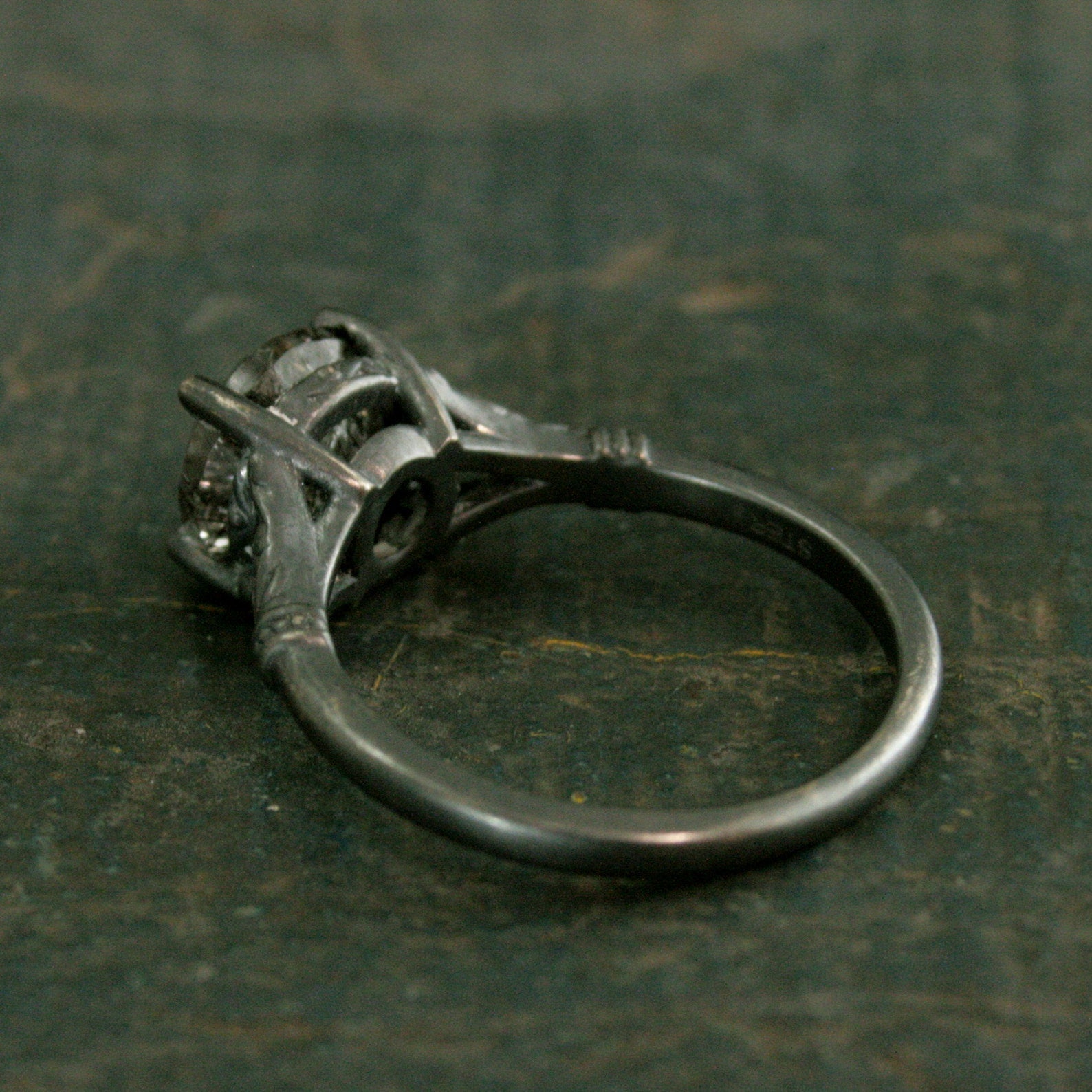 Black Tourmalinated Quartz Ring Black Rutilated Quartz Ring Oxidized Silver Ring Unique Engagement Ring Black Silver Ring Gothic Elsa Ring