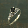 Filigree Engagement Ring Cinderella Onyx Ring Antique Style Ring Vintage Style Ring Scrollwork Solitaire 5mm Black Stone Ring Blazer Arts