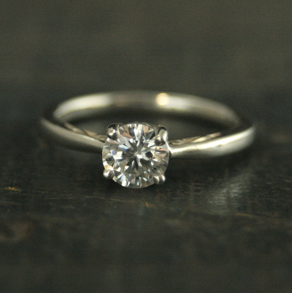 Silver Solitaire Infinity Scroll Ring Inlaid Detail Ring Moissanite Ring Cubic Zirconia Ring White Topaz Ring White Sapphire Ring Art Deco