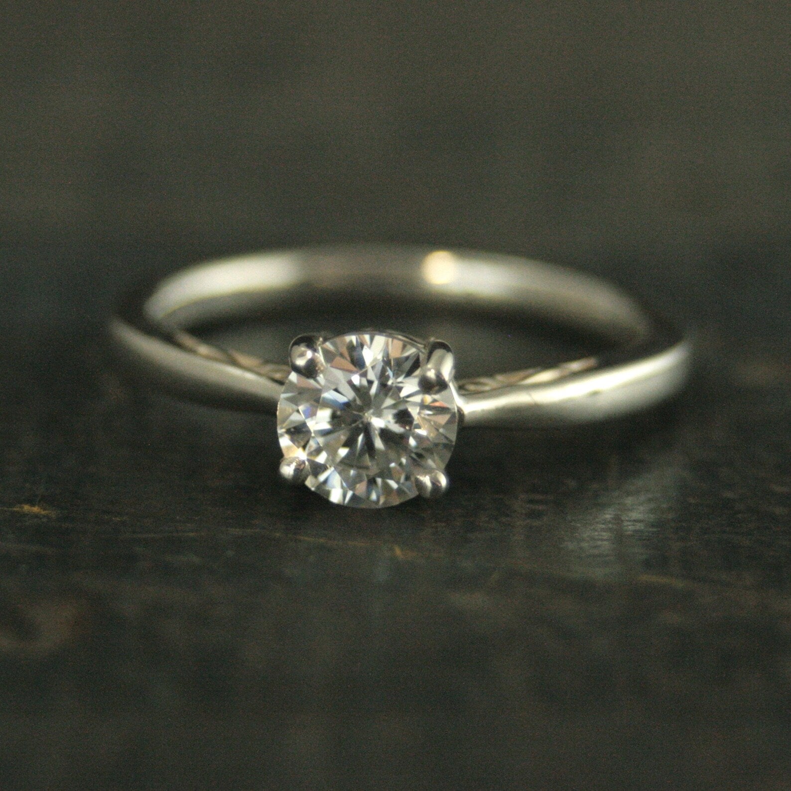 Silver Solitaire Infinity Scroll Ring Inlaid Detail Ring Moissanite Ring Cubic Zirconia Ring White Topaz Ring White Sapphire Ring Art Deco