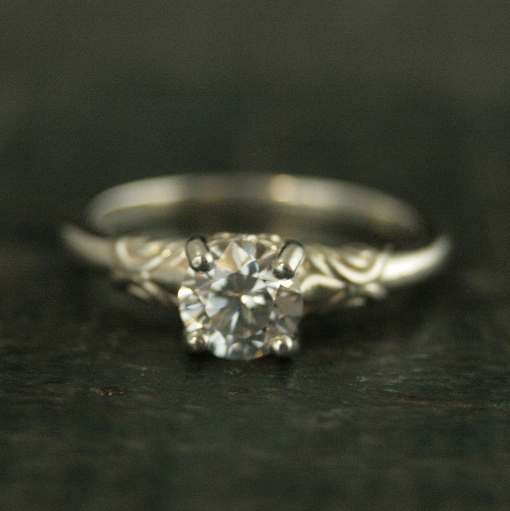 Art Nouveau Engagement Ring Silver Solitaire The Secret Garden Mary Lennox Sculptural Solitaire Ring Vine Design Engagement or Promise Ring