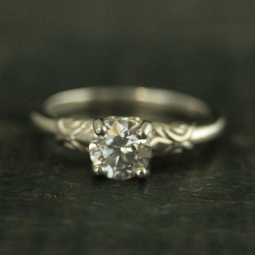 Art Nouveau Engagement Ring Silver Solitaire The Secret Garden Mary Lennox Sculptural Solitaire Ring Vine Design Engagement or Promise Ring