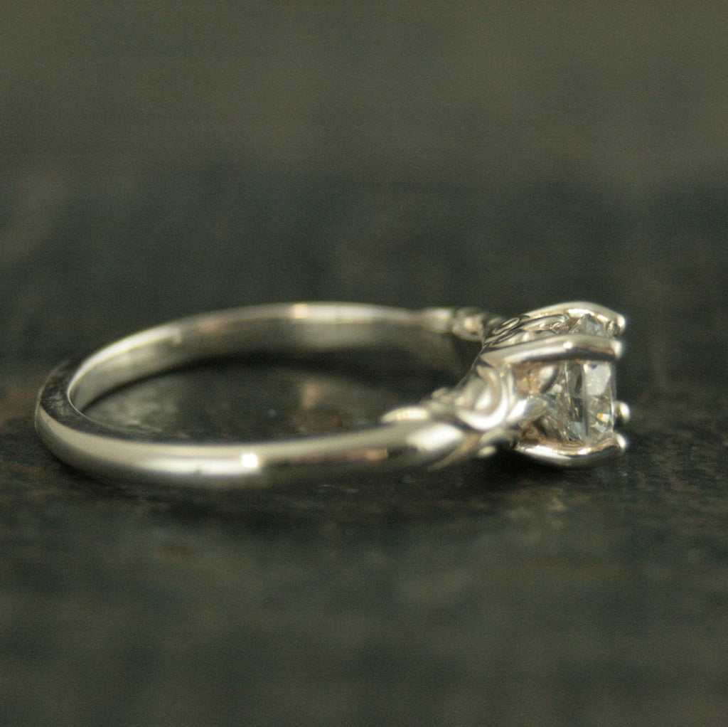 Art Nouveau Engagement Ring Silver Solitaire The Secret Garden Mary Lennox Sculptural Solitaire Ring Vine Design Engagement or Promise Ring