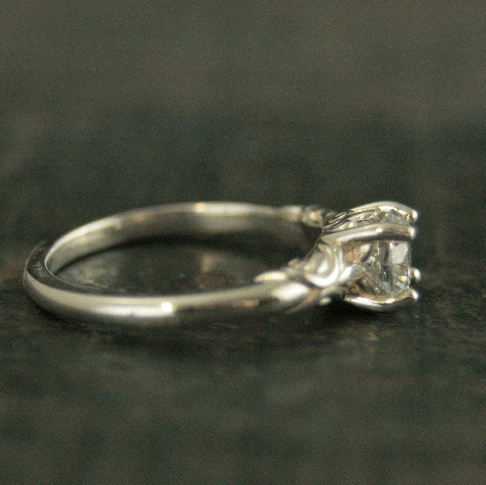 Art Nouveau Engagement Ring Silver Solitaire The Secret Garden Mary Lennox Sculptural Solitaire Ring Vine Design Engagement or Promise Ring