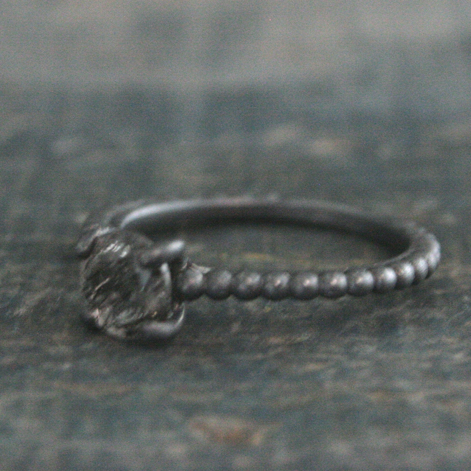 Black Rutilated Quartz Ring Beaded Cathedral Solitaire Black Oxidized Silver Ring Unique Engagement Ring Black Tourmalinated Quartz Ring