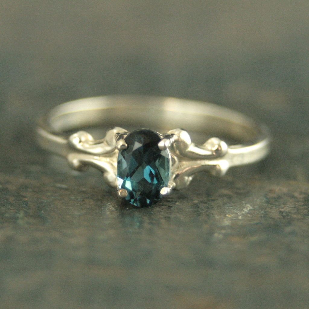 Birthstone Ring Oval Ring 6x4 Baroque Scroll Setting Gift for Her Daughter Gift Sweet Sixteen Ring Choose your Stone Genuine and Imitation