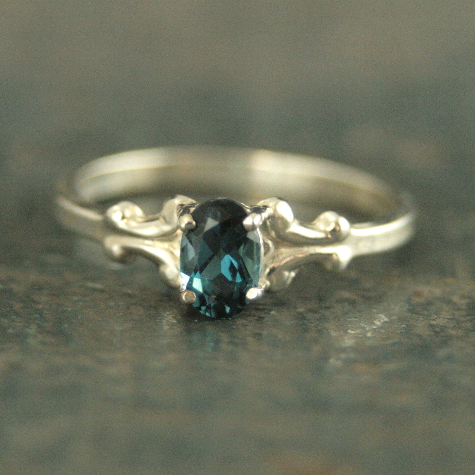 Birthstone Ring Oval Ring 6x4 Baroque Scroll Setting Gift for Her Daughter Gift Sweet Sixteen Ring Choose your Stone Genuine and Imitation