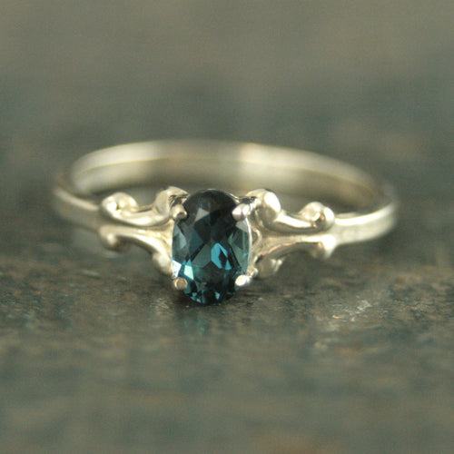Birthstone Ring Oval Ring 6x4 Baroque Scroll Setting Gift for Her Daughter Gift Sweet Sixteen Ring Choose your Stone Genuine and Imitation