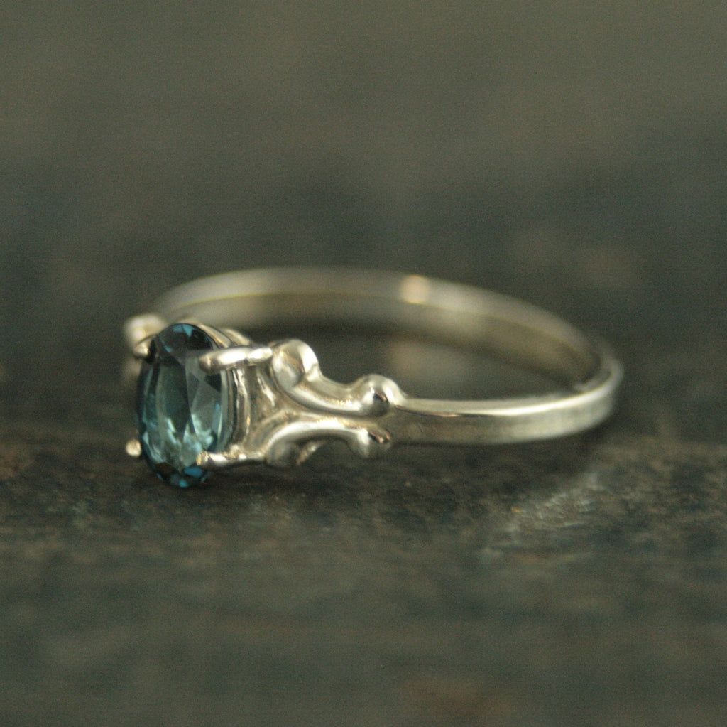 Birthstone Ring Oval Ring 6x4 Baroque Scroll Setting Gift for Her Daughter Gift Sweet Sixteen Ring Choose your Stone Genuine and Imitation
