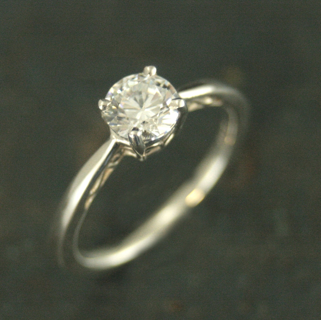 Silver Solitaire Infinity Scroll Ring Inlaid Detail Ring Moissanite Ring Cubic Zirconia Ring White Topaz Ring White Sapphire Ring Art Deco