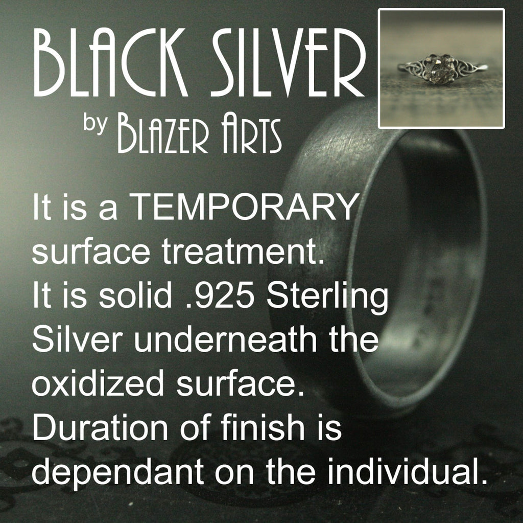 HUGE Rutilated Quartz Ring Handmade Solitaire Black Silver Ring 8mm Black Tourmalinated Quartz Ring 6 Prong Setting on 2mm Full Round Band