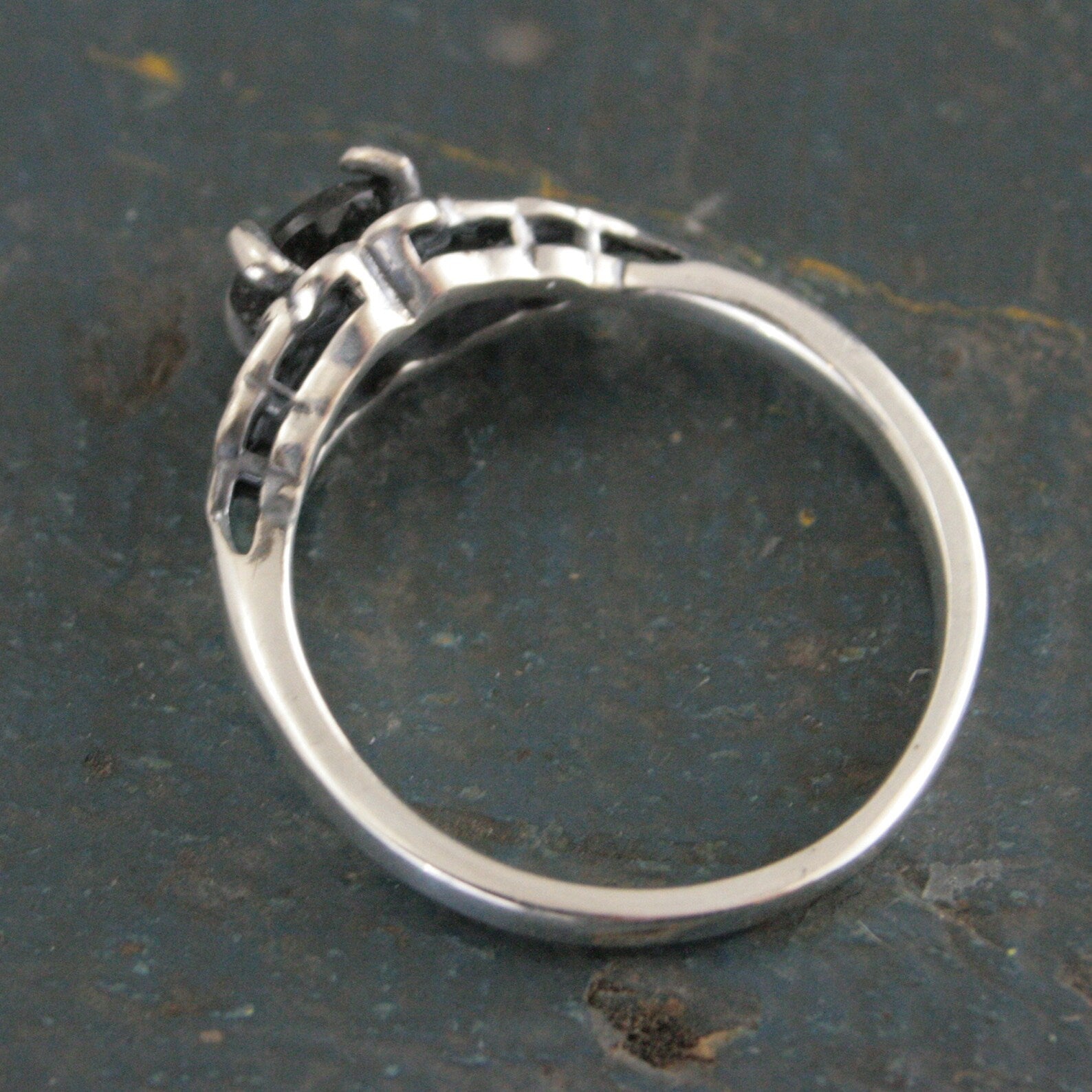 Celtic Ring with Black Rutilated Quartz Ring Celtic Knot Engagement Ring Scottish Ring Irish Ring Black Tourmalinated Quartz Ring