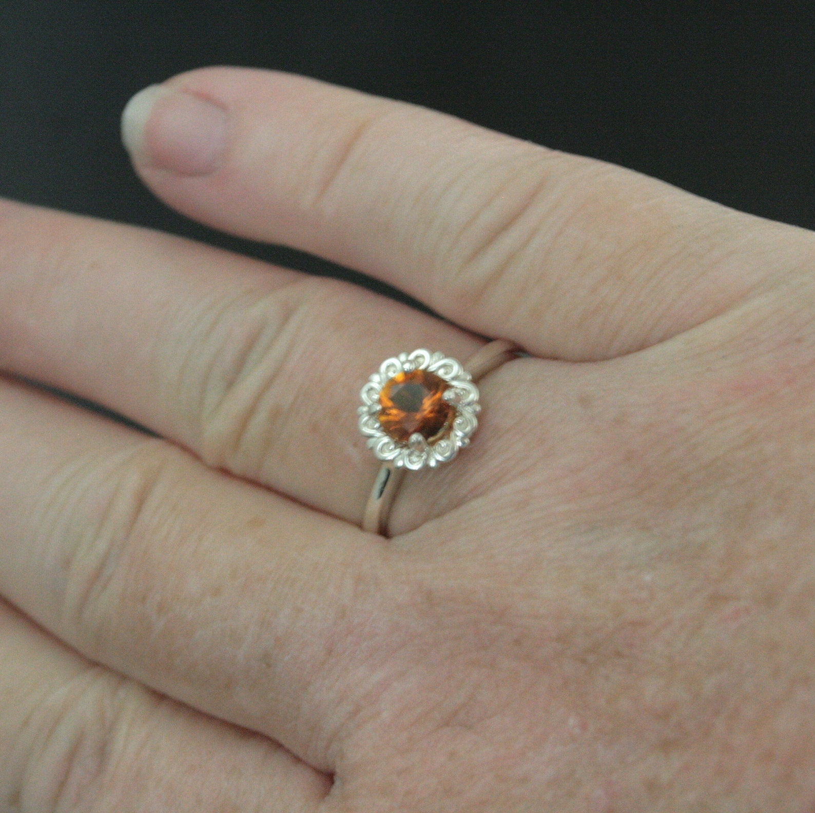 Solar Ring Citrine Ring November Birthstone Ring Sunburst Halo Ring Citrine Solitaire Swirling Halo Ring Dark Souls Solaire Ring Gamer