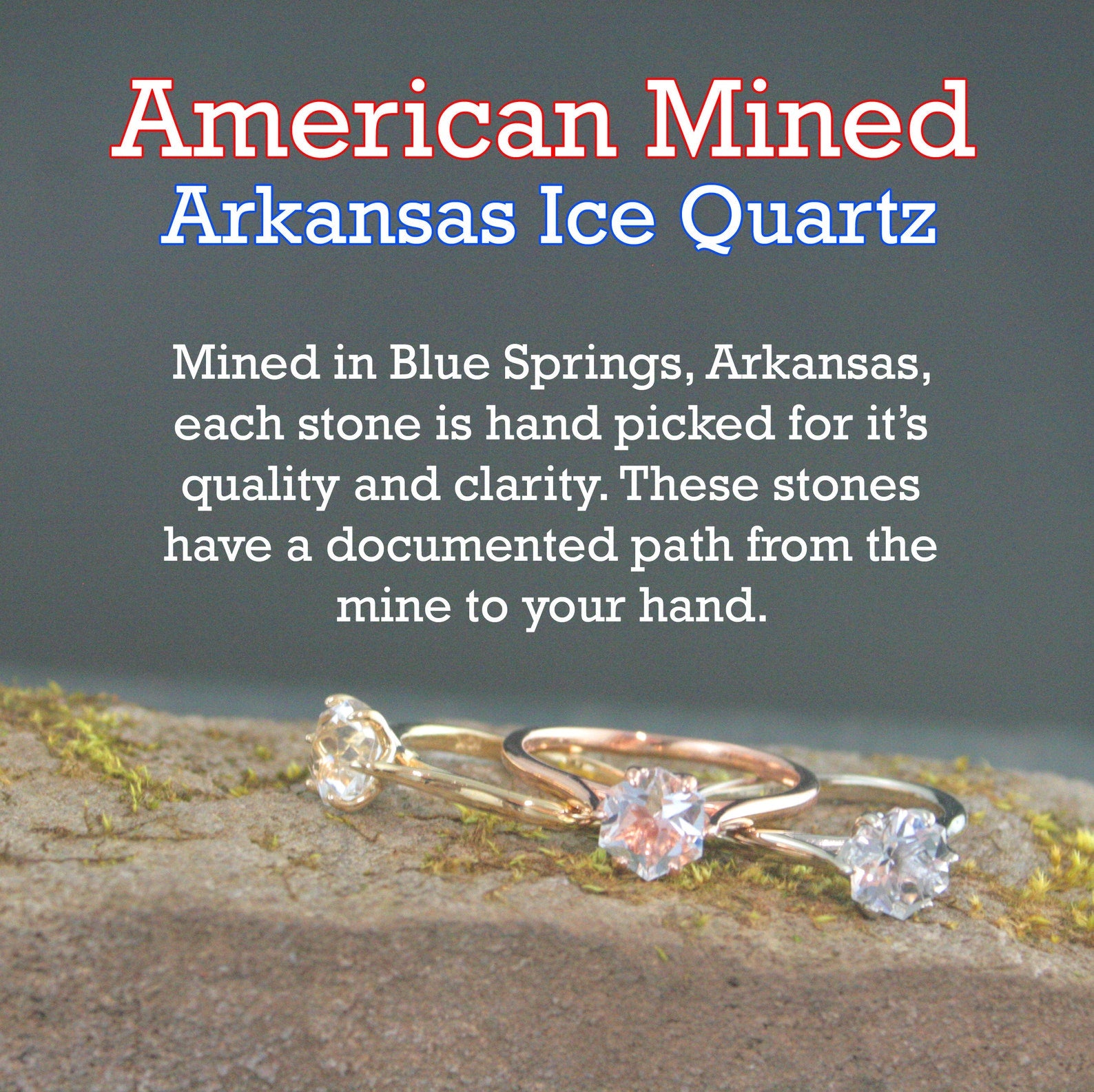 Hexagonal Ring Silver Hexagon Solitaire Arkansas Ice Quartz Hexagonal Stone Hexagon Unique Six Prong Setting Cathedral Ring American Mined