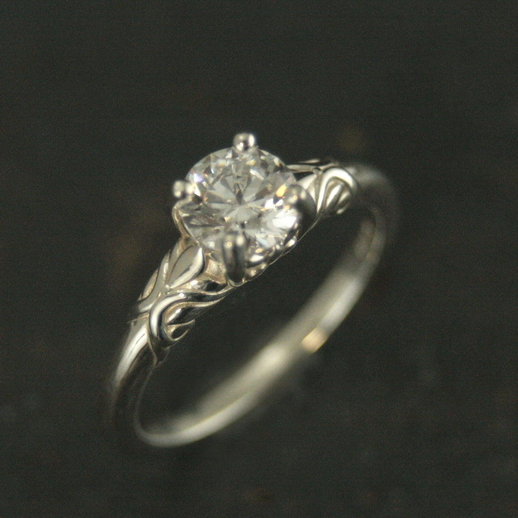 Art Nouveau Engagement Ring Silver Solitaire The Secret Garden Mary Lennox Sculptural Solitaire Ring Vine Design Engagement or Promise Ring