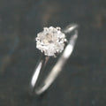Hexagonal Ring Silver Hexagon Solitaire Arkansas Ice Quartz Hexagonal Stone Hexagon Unique Six Prong Setting Cathedral Ring American Mined