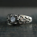 Black Rutilated Quartz Ring Maleficent Oxidized Polished Filigree Ring Gothic Ring Alternative Engagement Ring Black Silver Cocktail Ring