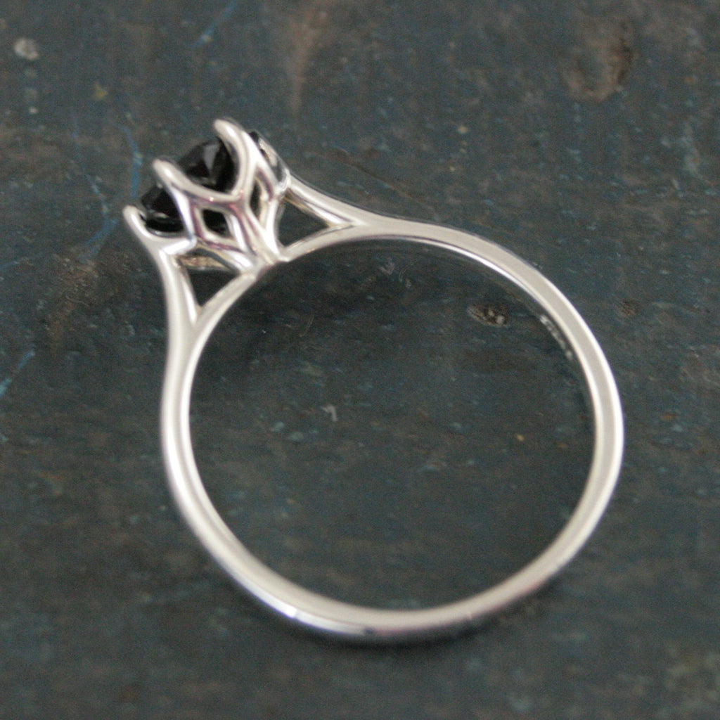 Hexagon Onyx Ring 6 Prong Solitaire Black Stone Geometric Ring Unique Hexagon Cut Stone Modern Onyx Ring Hexagonal Onyx Ring Cathedral Ring
