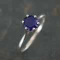 Hexagonal Lapis Ring Blue Stone Ring Silver Cathedral Setting Hexagon Cut Lapis Unique Something Blue Ring Bridal Ring Gift for Bride